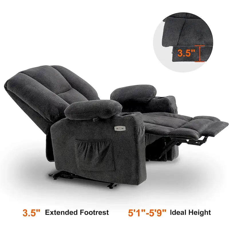 Fauteuil inclinable électrique MCombo avec massage et chauffage, tissu moelleux 8015