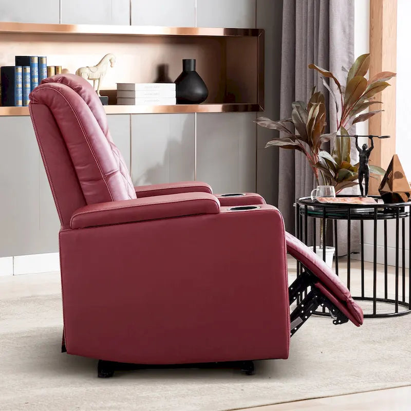 Fauteuil inclinable électrique en cuir avec ports USB et porte-gobelets