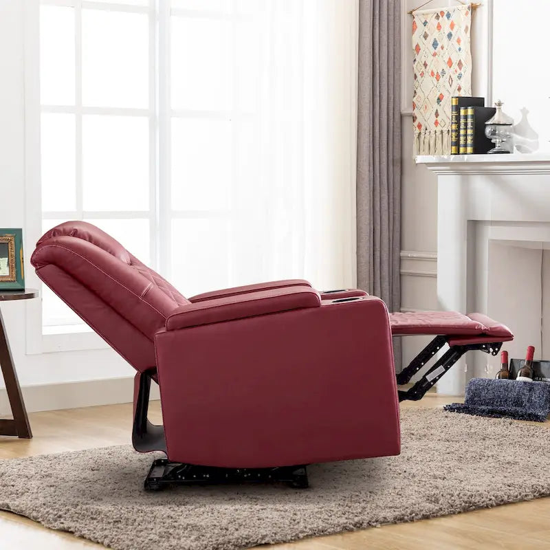 Fauteuil inclinable électrique en cuir avec ports USB et porte-gobelets