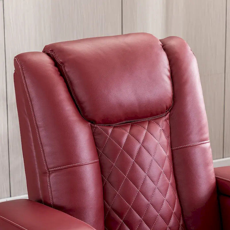 Fauteuil inclinable électrique en cuir avec ports USB et porte-gobelets