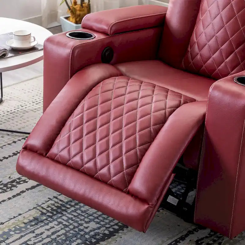 Fauteuil inclinable électrique en cuir avec ports USB et porte-gobelets
