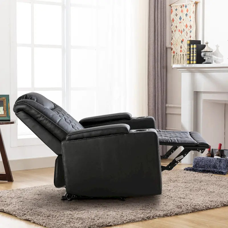 Fauteuil inclinable électrique en cuir avec ports USB et porte-gobelets