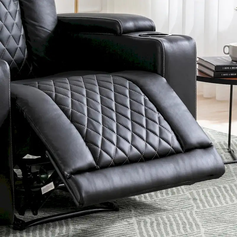 Fauteuil inclinable électrique en cuir avec ports USB et porte-gobelets