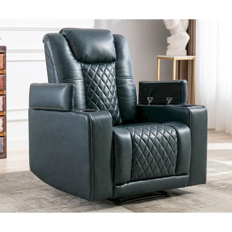 Fauteuil inclinable électrique en cuir avec ports USB et porte-gobelets
