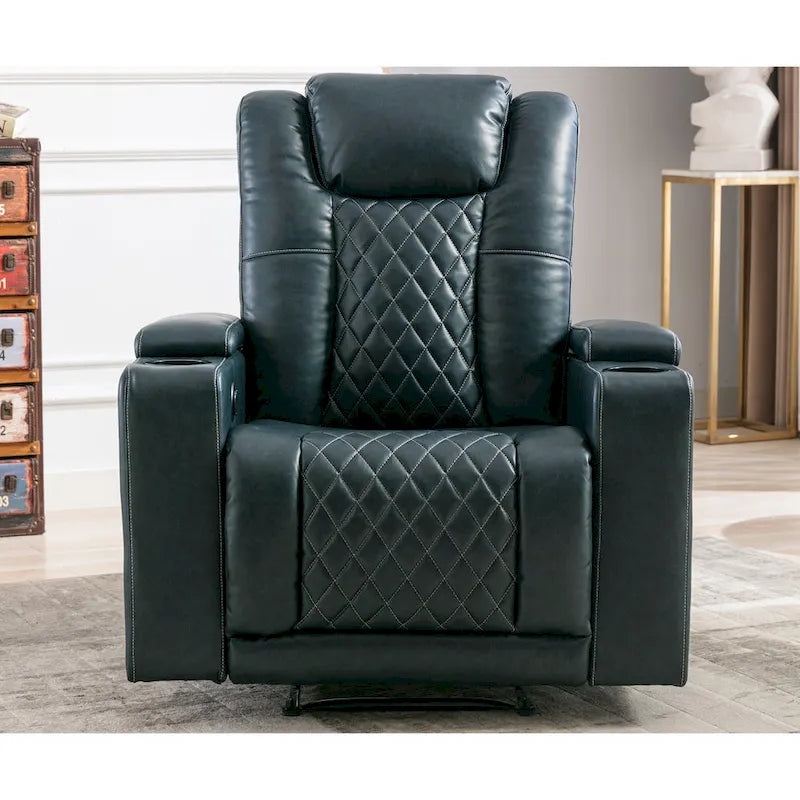 Fauteuil inclinable électrique en cuir avec ports USB et porte-gobelets