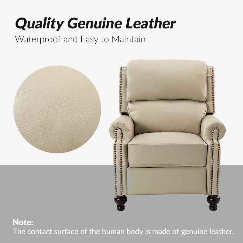 Fauteuil inclinable Gabriela mi-siècle en cuir véritable avec pieds blocs fuselés par HULALA HOME