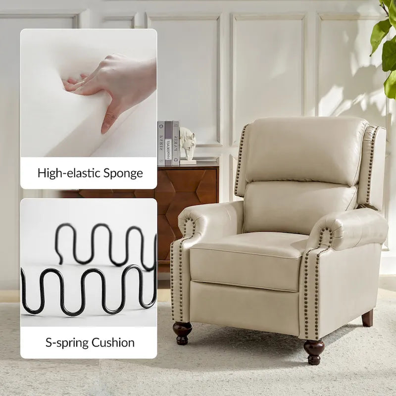 Fauteuil inclinable Gabriela mi-siècle en cuir véritable avec pieds blocs fuselés par HULALA HOME
