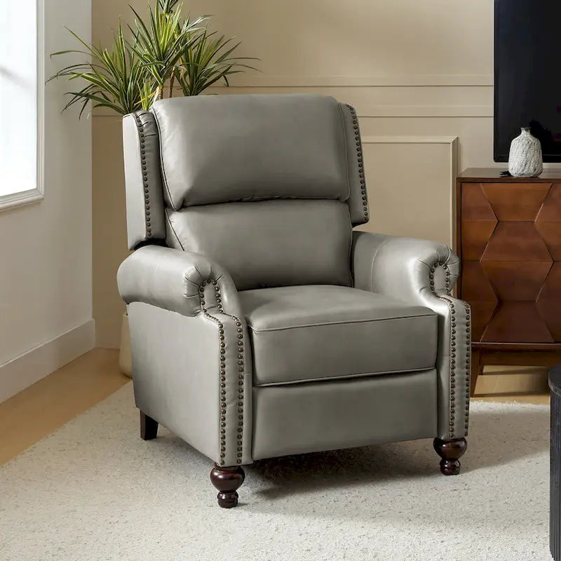 Fauteuil inclinable Gabriela mi-siècle en cuir véritable avec pieds blocs fuselés par HULALA HOME