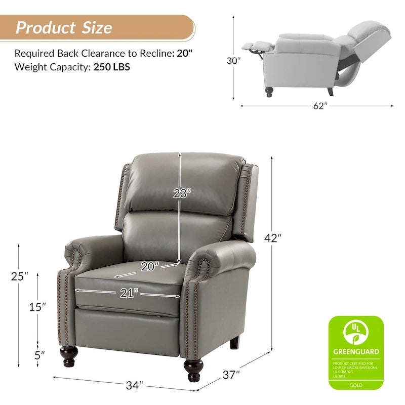 Fauteuil inclinable Gabriela mi-siècle en cuir véritable avec pieds blocs fuselés par HULALA HOME