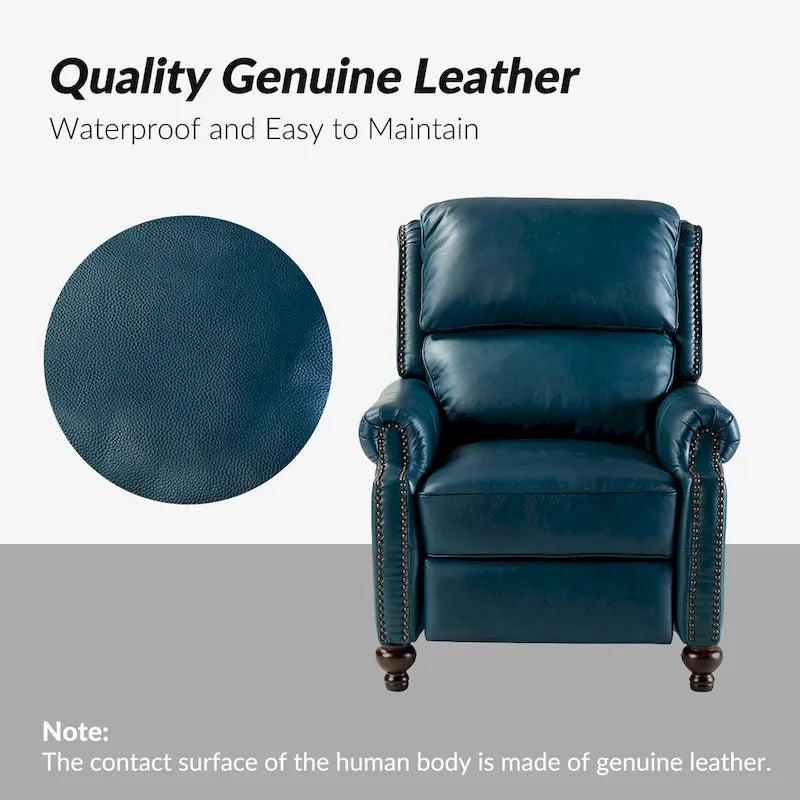 Fauteuil inclinable Gabriela mi-siècle en cuir véritable avec pieds blocs fuselés par HULALA HOME