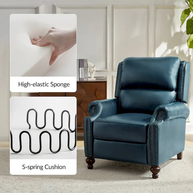 Fauteuil inclinable Gabriela mi-siècle en cuir véritable avec pieds blocs fuselés par HULALA HOME