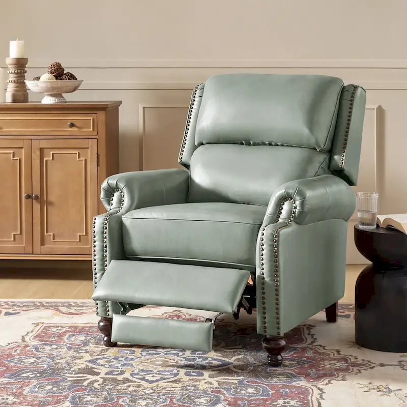 Fauteuil inclinable Gabriela mi-siècle en cuir véritable avec pieds blocs fuselés par HULALA HOME