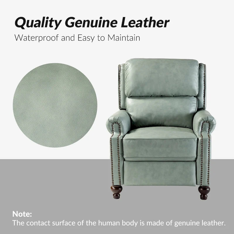 Fauteuil inclinable Gabriela mi-siècle en cuir véritable avec pieds blocs fuselés par HULALA HOME