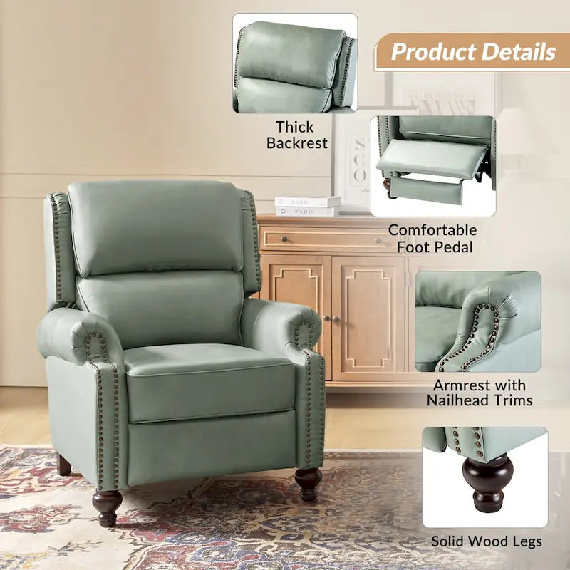 Fauteuil inclinable Gabriela mi-siècle en cuir véritable avec pieds blocs fuselés par HULALA HOME