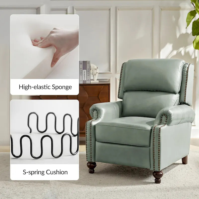 Fauteuil inclinable Gabriela mi-siècle en cuir véritable avec pieds blocs fuselés par HULALA HOME