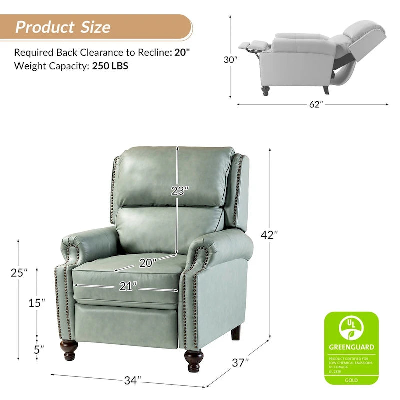Fauteuil inclinable Gabriela mi-siècle en cuir véritable avec pieds blocs fuselés par HULALA HOME