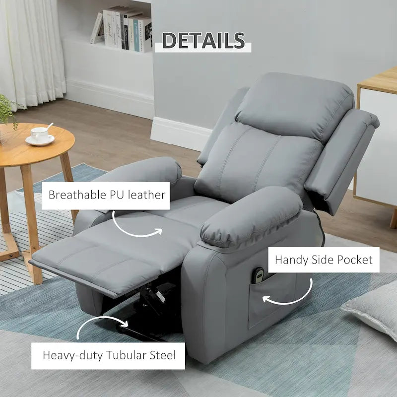 Fauteuil inclinable électrique HOMCOM pour salon, en cuir PU, pour personnes âgées avec télécommande