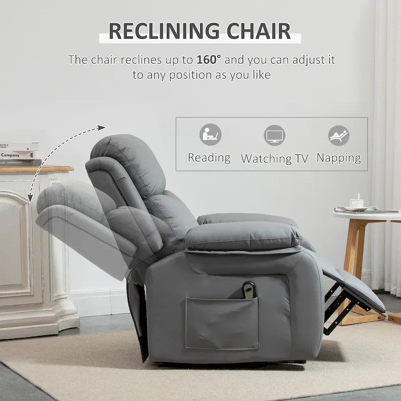 Fauteuil inclinable électrique HOMCOM pour salon, en cuir PU, pour personnes âgées avec télécommande