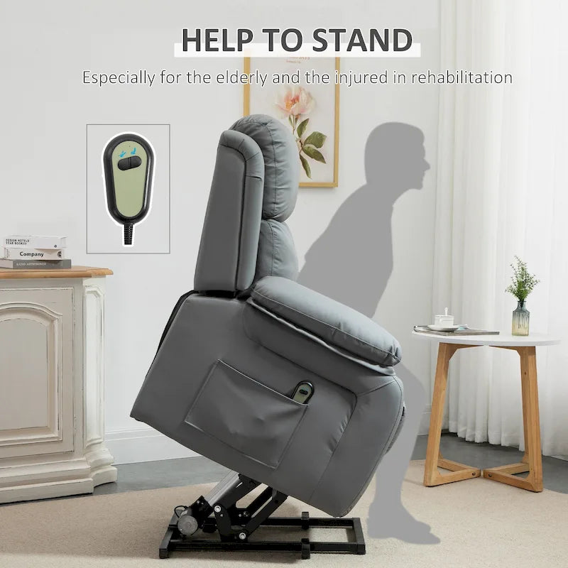 Fauteuil inclinable électrique HOMCOM pour salon, en cuir PU, pour personnes âgées avec télécommande