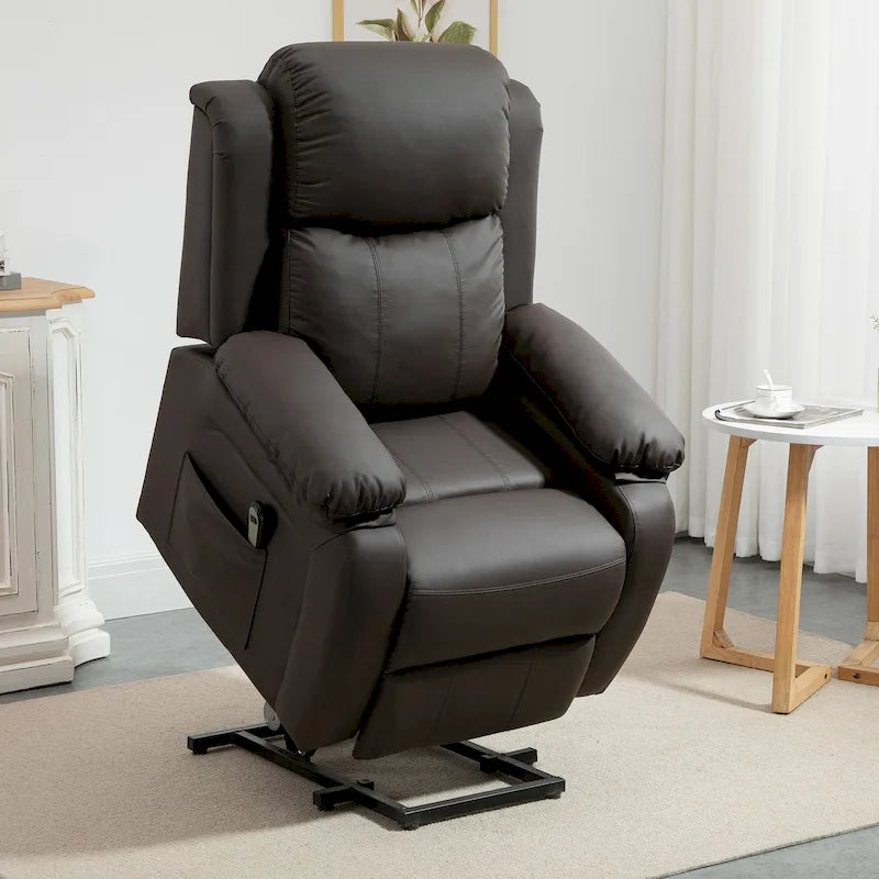 Fauteuil inclinable électrique HOMCOM pour salon, en cuir PU, pour personnes âgées avec télécommande