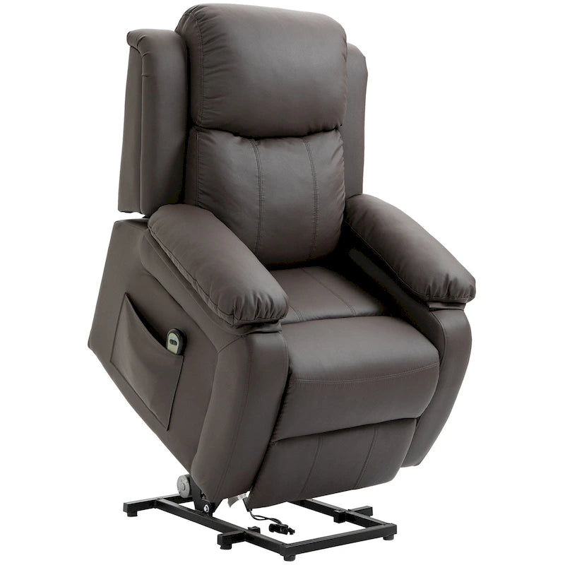 Fauteuil inclinable électrique HOMCOM pour salon, en cuir PU, pour personnes âgées avec télécommande
