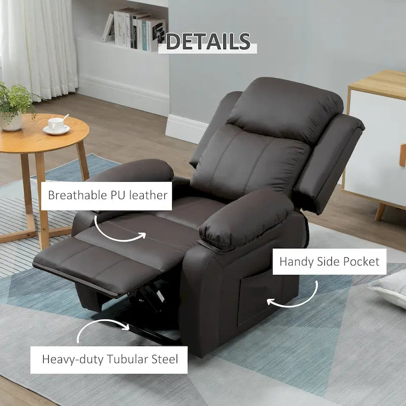 Fauteuil inclinable électrique HOMCOM pour salon, en cuir PU, pour personnes âgées avec télécommande