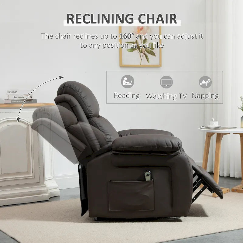 Fauteuil inclinable électrique HOMCOM pour salon, en cuir PU, pour personnes âgées avec télécommande