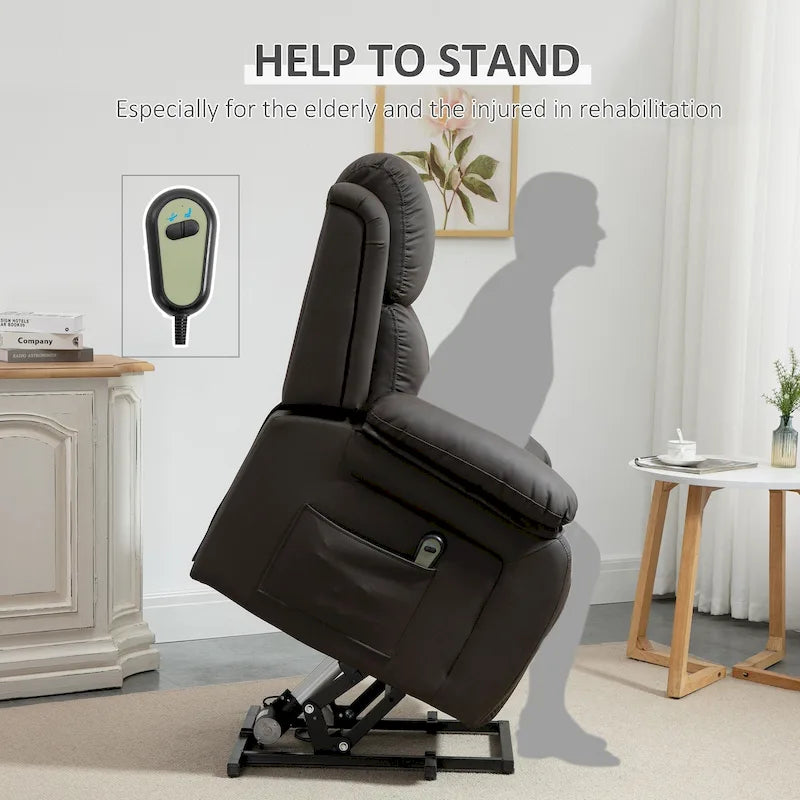 Fauteuil inclinable électrique HOMCOM pour salon, en cuir PU, pour personnes âgées avec télécommande