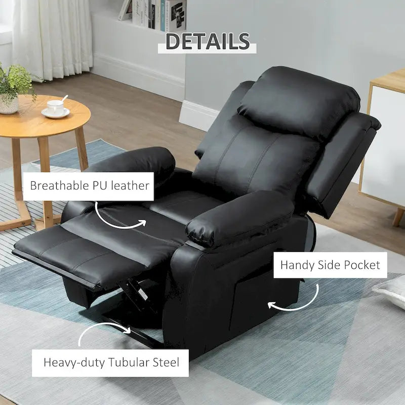Fauteuil inclinable électrique HOMCOM pour salon, en cuir PU, pour personnes âgées avec télécommande