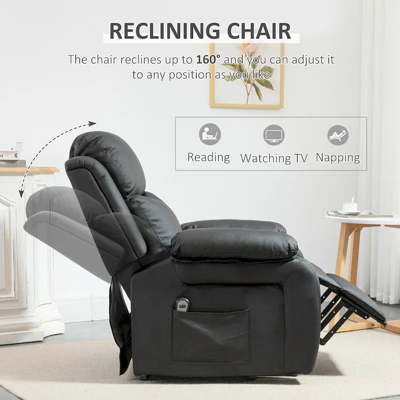Fauteuil inclinable électrique HOMCOM pour salon, en cuir PU, pour personnes âgées avec télécommande