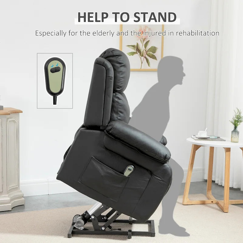 Fauteuil inclinable électrique HOMCOM pour salon, en cuir PU, pour personnes âgées avec télécommande