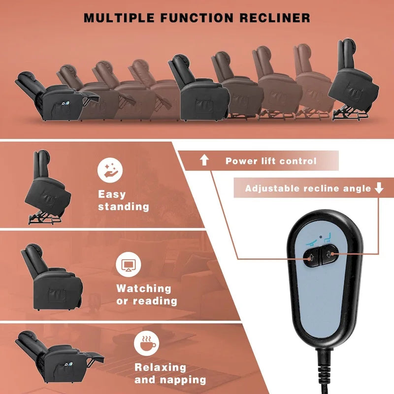 Fauteuil inclinable releveur électrique Homall en similicuir avec fonction massage