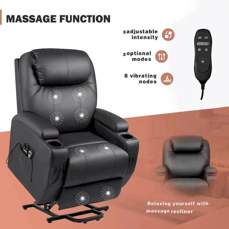 Fauteuil inclinable releveur électrique Homall en similicuir avec fonction massage