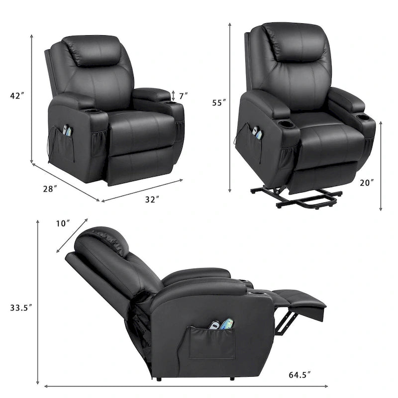 Fauteuil inclinable releveur électrique Homall en similicuir avec fonction massage