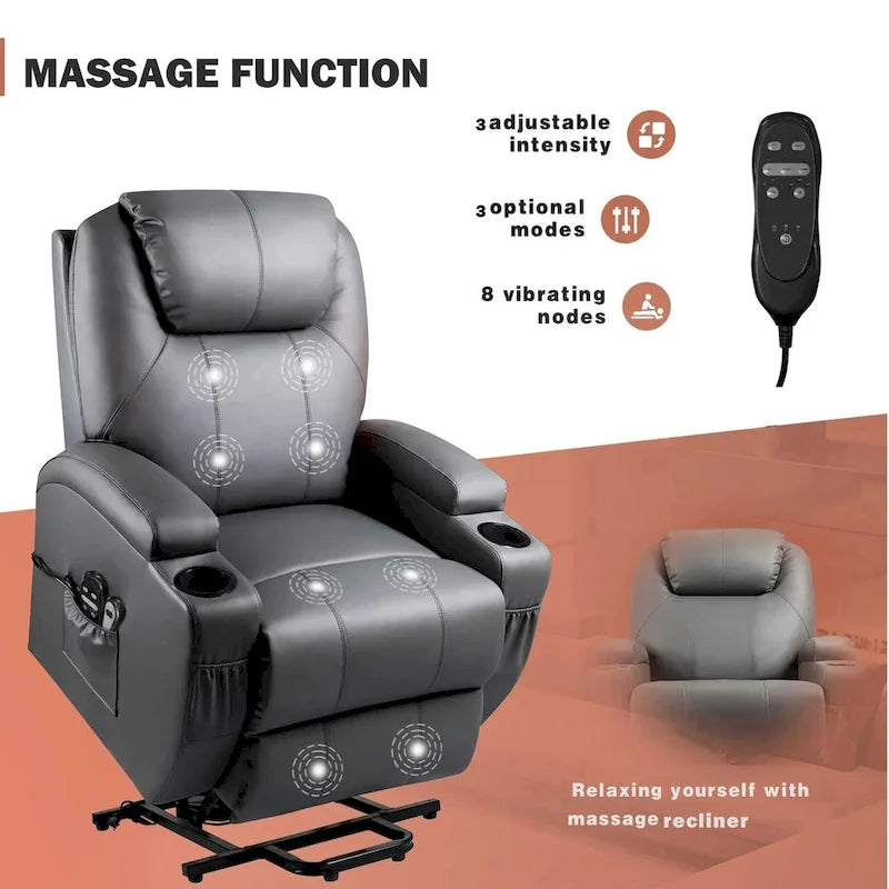 Fauteuil inclinable releveur électrique Homall en similicuir avec fonction massage