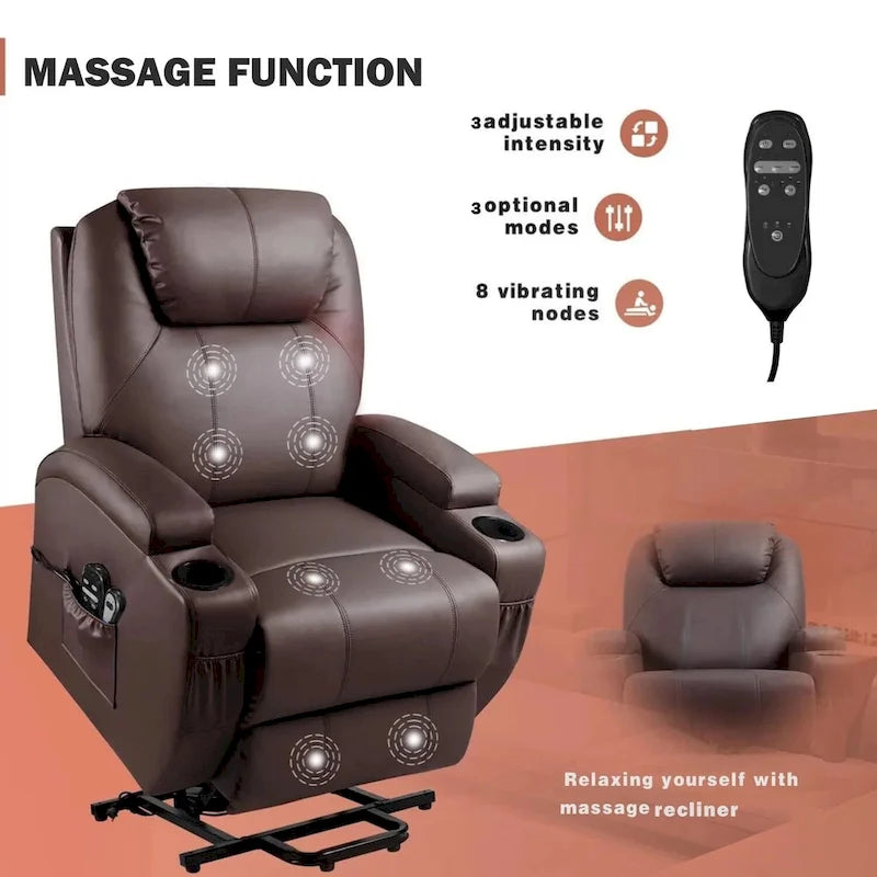 Fauteuil inclinable releveur électrique Homall en similicuir avec fonction massage