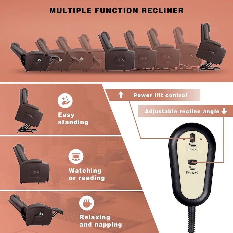 Fauteuil inclinable releveur électrique Homall en similicuir avec fonction massage