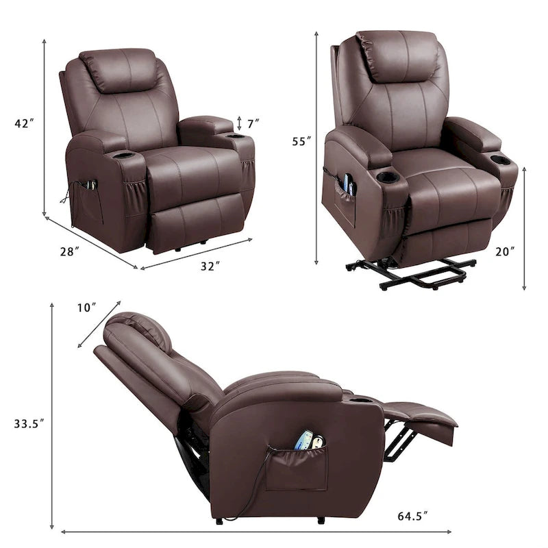 Fauteuil inclinable releveur électrique Homall en similicuir avec fonction massage