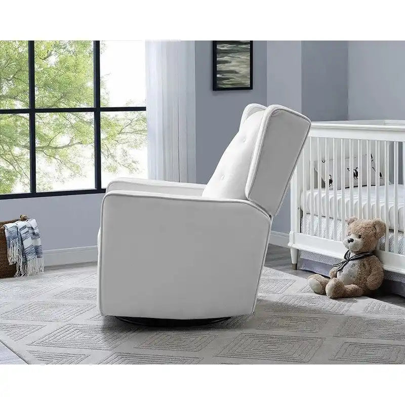 Fauteuil inclinable, pivotant et à bascule en microfibre et bois massif Octavia, pour salon et chambre