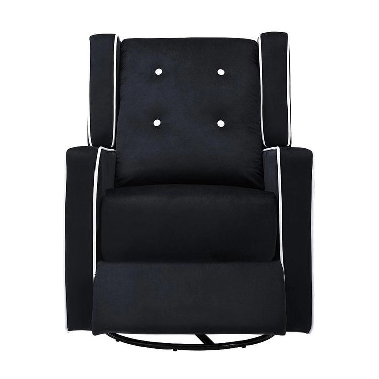 Fauteuil inclinable, pivotant et à bascule en microfibre et bois massif Octavia, pour salon et chambre