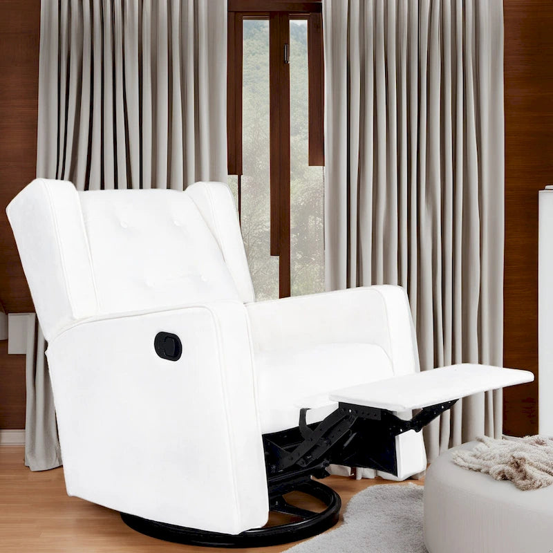 Fauteuil inclinable, pivotant et à bascule en microfibre et bois massif Octavia, pour salon et chambre