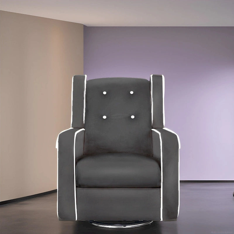 Fauteuil inclinable, pivotant et à bascule en microfibre et bois massif Octavia, pour salon et chambre