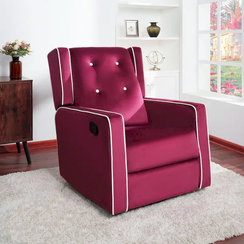 Fauteuil inclinable, pivotant et à bascule en microfibre et bois massif Octavia, pour salon et chambre