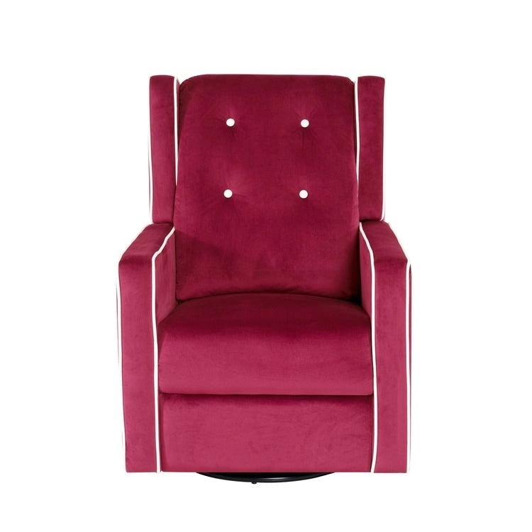 Fauteuil inclinable, pivotant et à bascule en microfibre et bois massif Octavia, pour salon et chambre