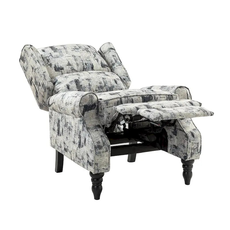 Fauteuil inclinable classique manuel à oreilles rembourré Olympus avec pieds en bois massif, lot de 2, par HULALA HOME