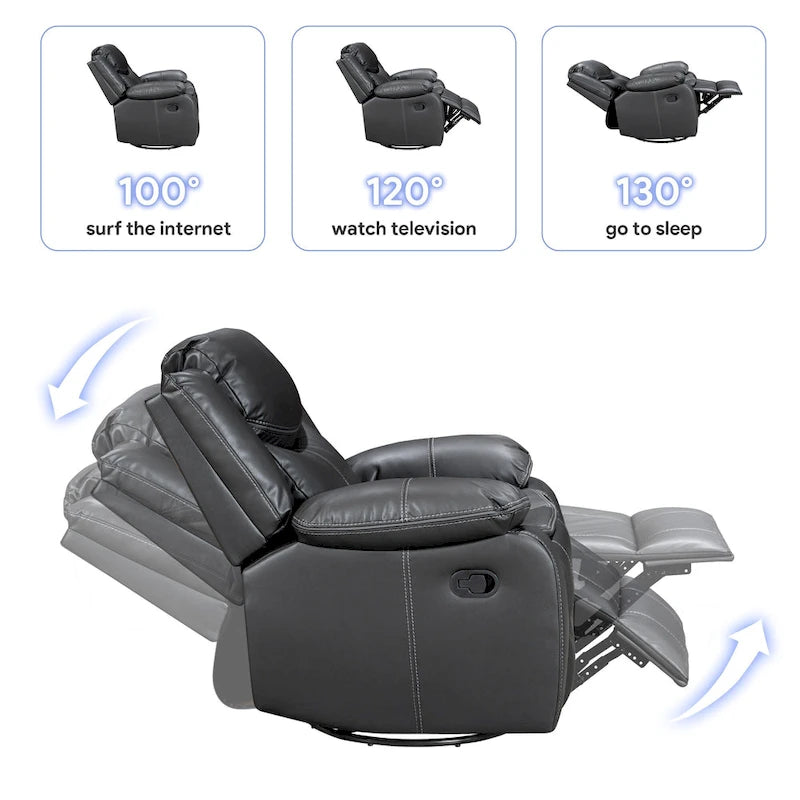 Fauteuil à bascule inclinable avec pivotement à 360 degrés