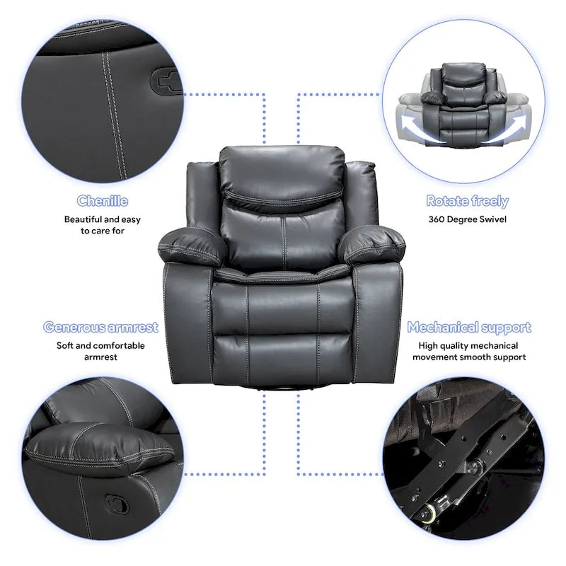 Fauteuil à bascule inclinable avec pivotement à 360 degrés