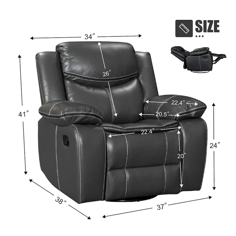 Fauteuil à bascule inclinable avec pivotement à 360 degrés