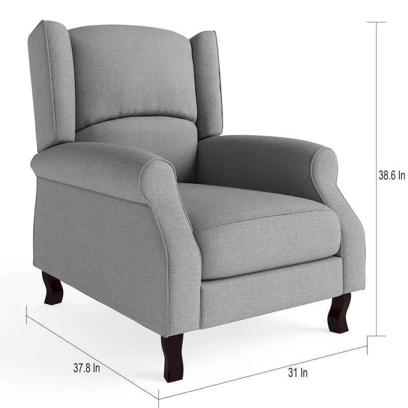 Fauteuil inclinable d'appoint moderne en tissu de lin de style "Wingback"