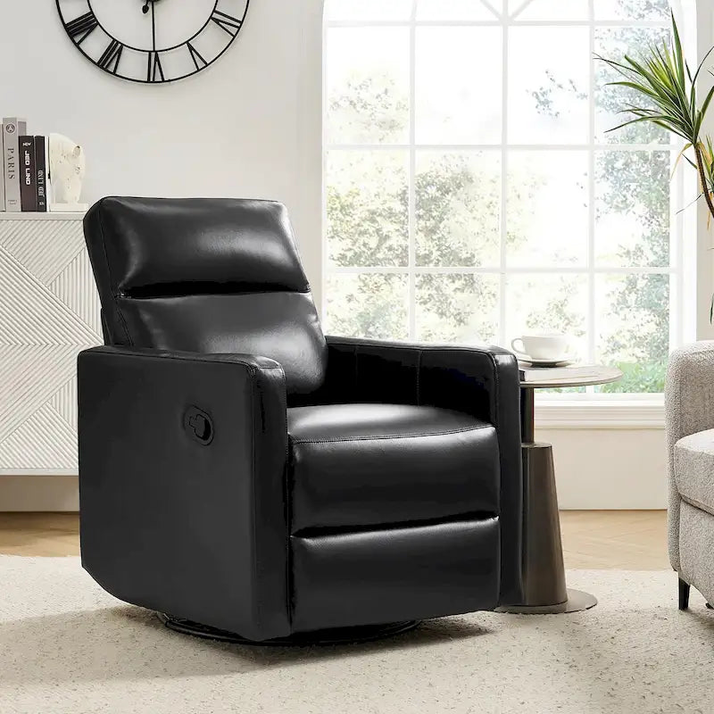 Fauteuil inclinable pivotant et à bascule Josefa Modern en cuir véritable par Hulala Home